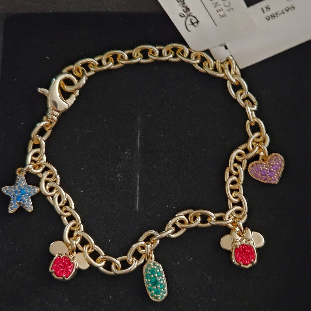 Disney Kendra Scott Charm‎ Bracelet Gold New Mickey Mouse Star Heart